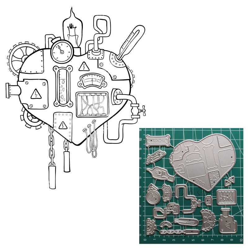 Steampunk Heart scrapbooking new arrival 2020 metal stencils for cutting Dies scrapbooking layering stencils