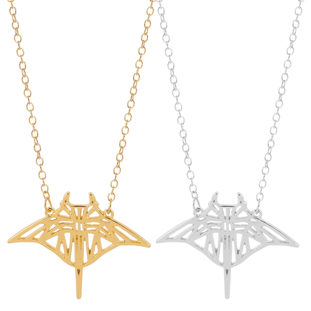 Punk Origami Bat Pendant Choker Necklace Gold Silver Color Bat Halloween Cosplay Jewelry Accessories For Women Men