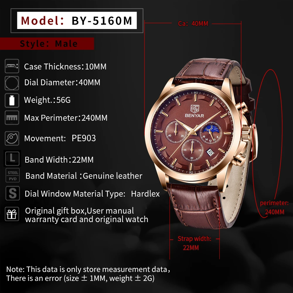 2023 New BENYAR Top Brand Men\'s Watches Military Luxury Watch Men Quartz Clock Sport Wrist Watch Chronograph Relogio Masculino