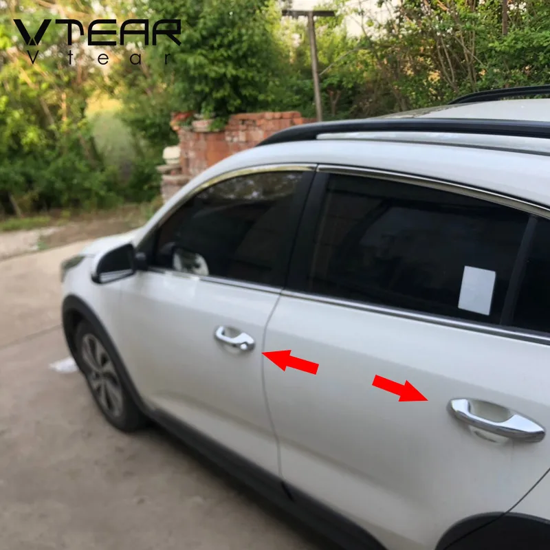 Vtear Car Door handle trim chrome styling pull paster cover decoration accessories exterior Frame parts For Chery Tiggo 4 2020