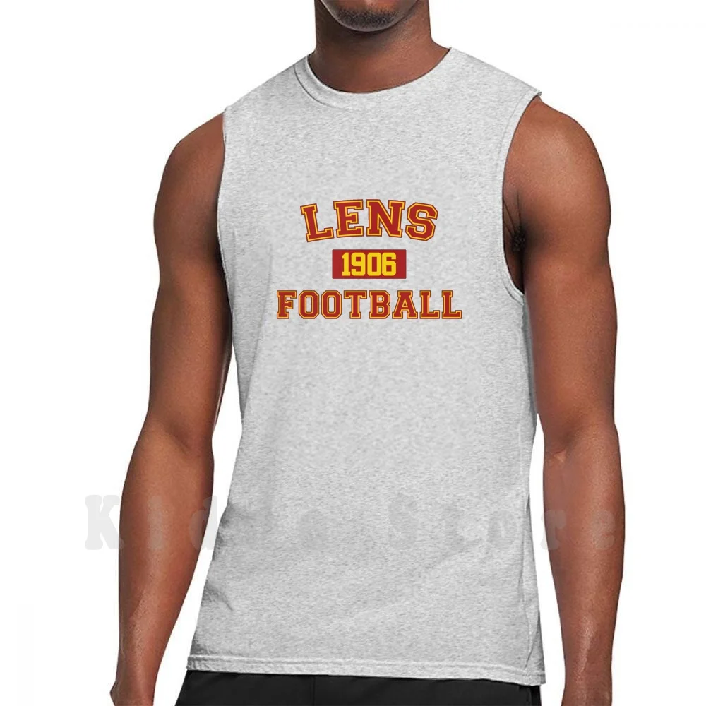 Lens Football Athletic College Style 1 Gray Tank Tops Vest 100% Cotton Lens Rc Lens Racing Club De Lens Nord Pas De Calais