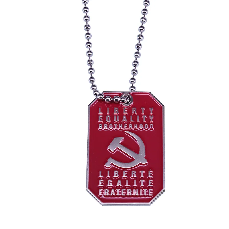 Soviet Communist Socialist Necklace Dog Tag Pendant Marx Lenin Activist Social Justice Warrior Anniversary Accessory