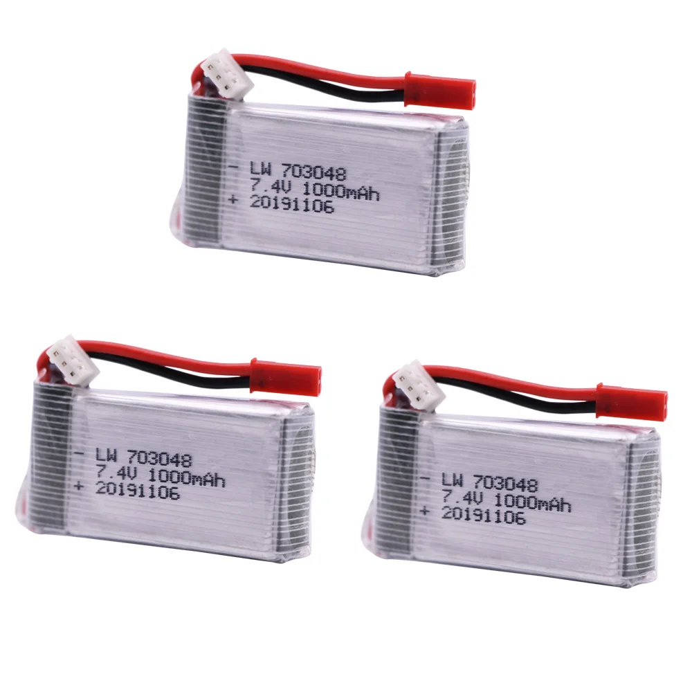 

3PCS Lipo battery For WLtoys V262 V353 V912 RC toys 7.4V 1000mAh 2S Li-Po Battery JST Plug for RC Helicopter Quadcopter 703048