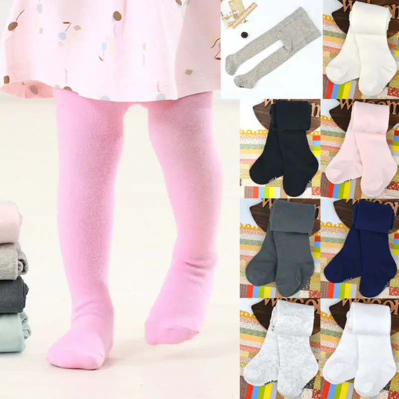 Newborn Baby Girls Cotton Tight Pantyhose Solid Color Casual Warm Knitted Long Stocking Leg Warmers for Infant Baby 0-24M