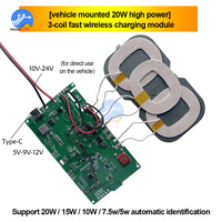 20W 12V 5V 2A For Qi Wireless Fast Charger Charging Transmitter Module Circuit Board 5W/10W/15W + Coil FOR CAR iPhone