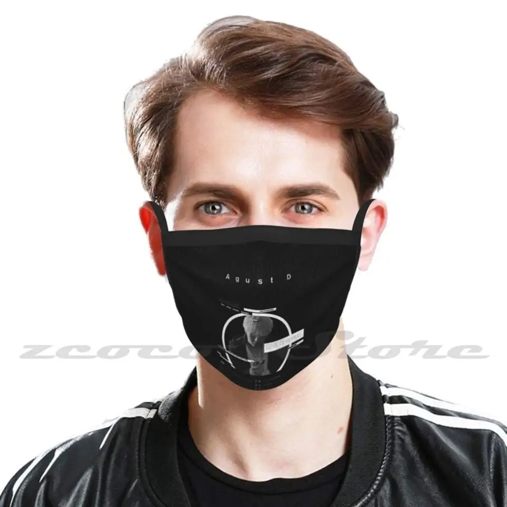 Agust D Print Mask Adult Child Washable Pm2.5 Filter Logo Creativity Agust D Agyst Agust D 2 Kpop Korean Asian Japanese Cute