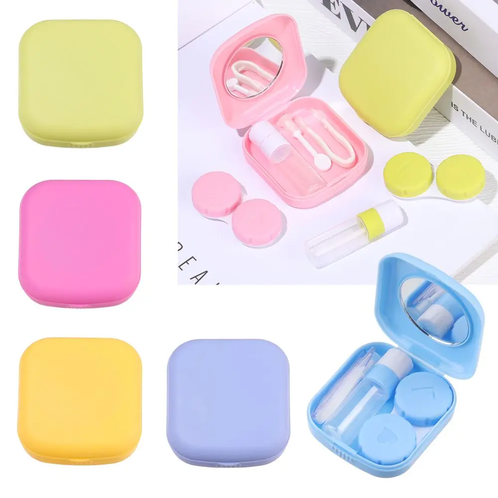 

Fashion Colorful Container Travel Mini Square Contact Lenses Box Contact Lens Case with Mirror