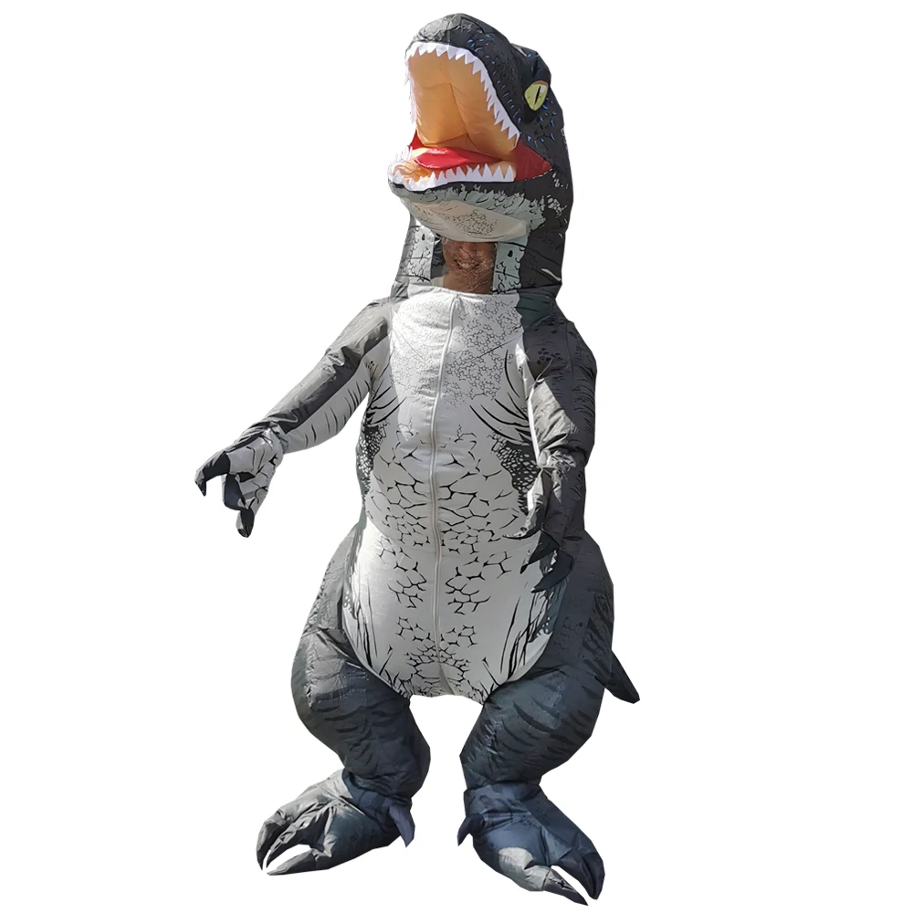 Adult Velociraptor Cartoon Carnival Suit Cosplay Raptor Inflatable Costume Halloween Dinosaur Costume Performance Dress