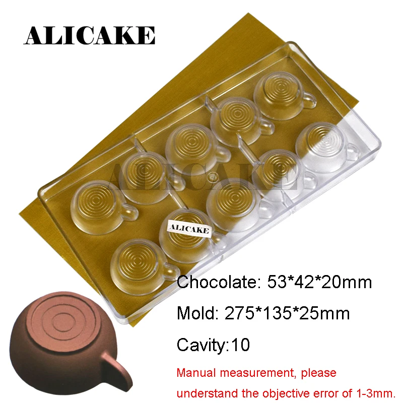 3D Chocolate Molds Professional for Chocolates Polycarbonate Coffee Cup for Cake Chocolate Moulds Bakery Baking Pastry Tools