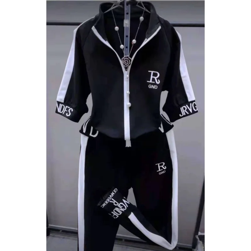 Summer 2025 Women\'s Loose Tracksuit Casual Fashion Short Sleeve Hooded Top with Pants 2 TwoPiece Set Sweat Suit for Women