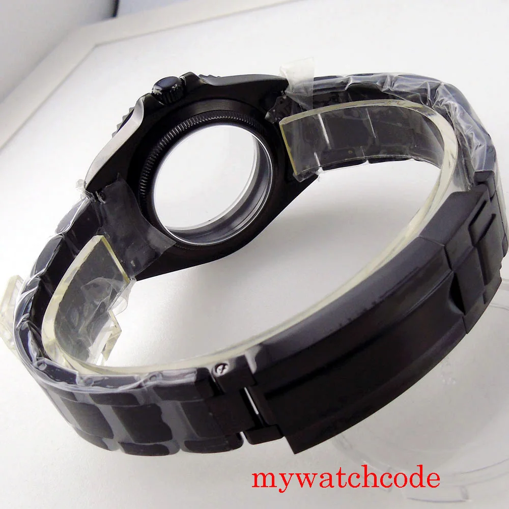 Imagem -05 - Caixa de Relógio Safira Moldura Cerâmica Caber Nh35 Nh36 Eta2824 Pt5000 Miyota Skx Movt Vidro Volta Aço Inoxidável 38 mm 40 mm 316l Preto