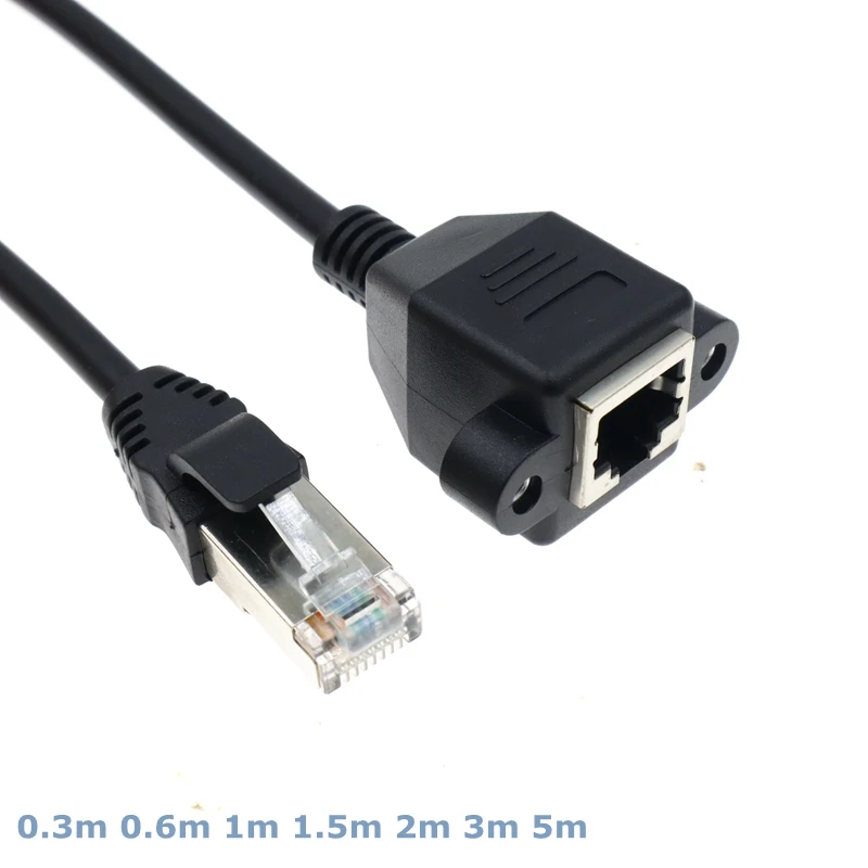 

0.3m-5m Pure Copper 8-pin RJ45 Cable Male to Female Screw Panel Installation Ethernet LAN Network Network Cable Extension Cable