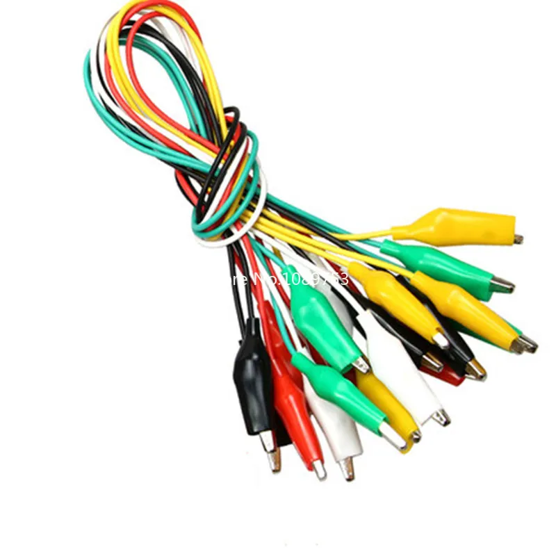 10pcs Color Belt Wire Alligator Clip Electronic DIY Sheath Electric Clip Double-headed Test Clip Power Supply Test Lead Cable