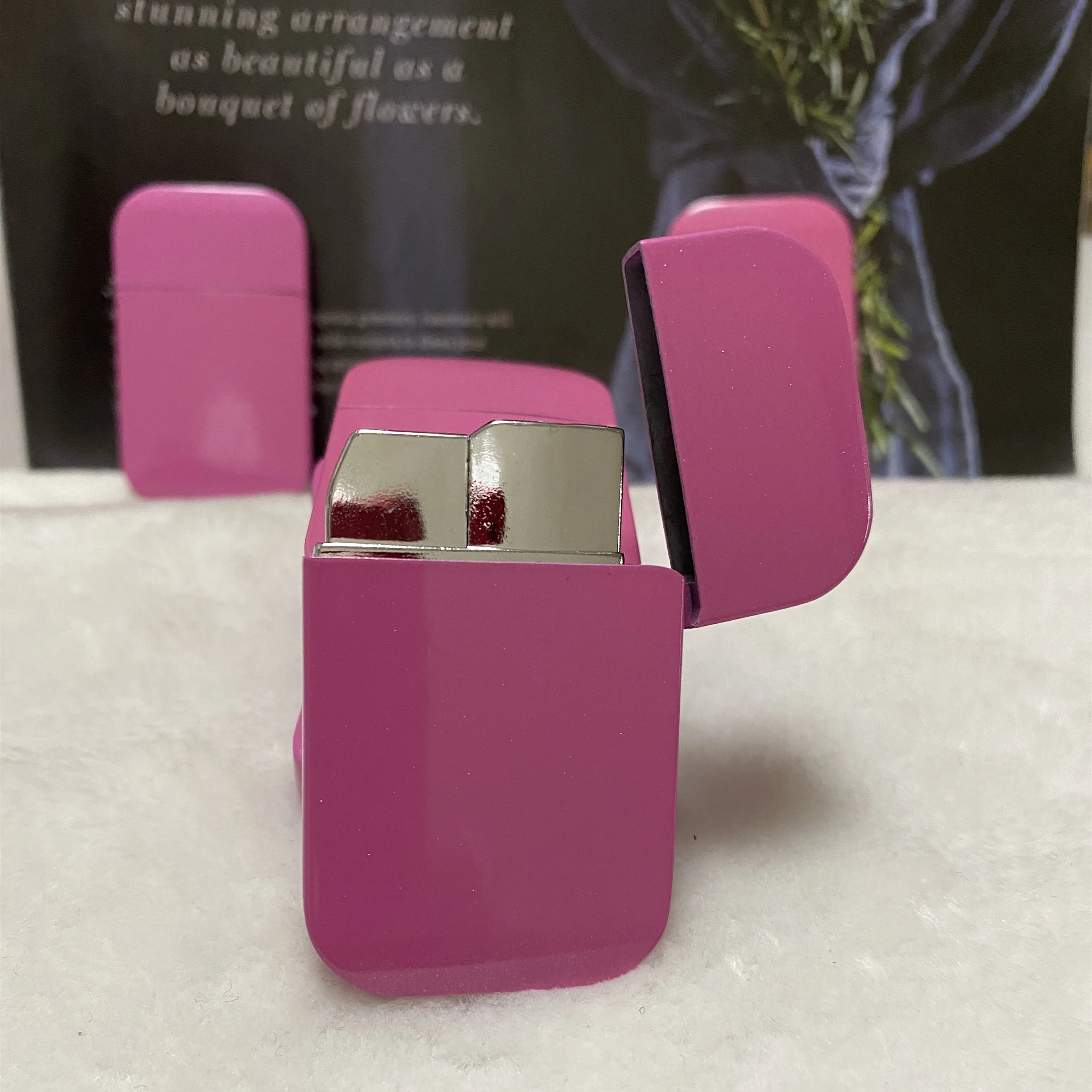 Butane Lighter Creative Pink Flame Flashlight Lighter Portable Metal Turbine Outdoor Windproof Cute Girl Cigarette Lighter