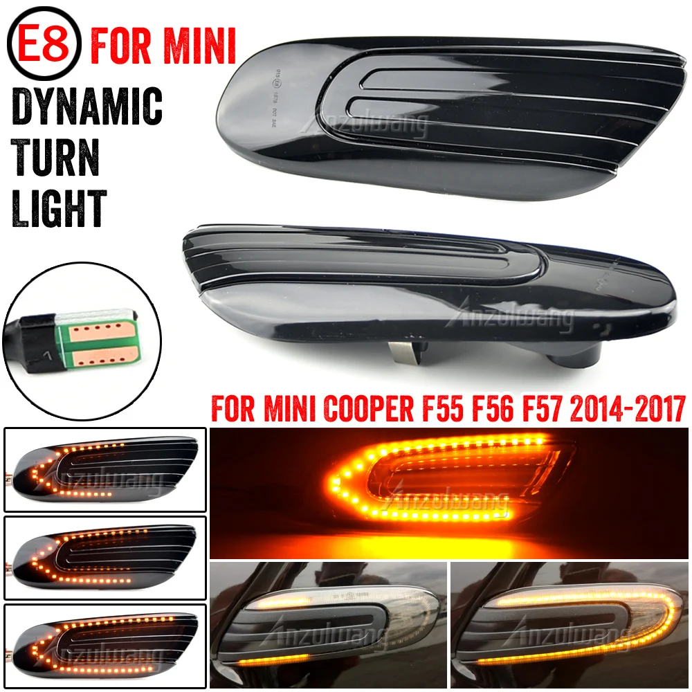 2Pcs For Mini Cooper One F55 F56 F57 Dynamic Sequential LED Fender Marker Light Side Marker Lamp Indicator Turn Signal Light