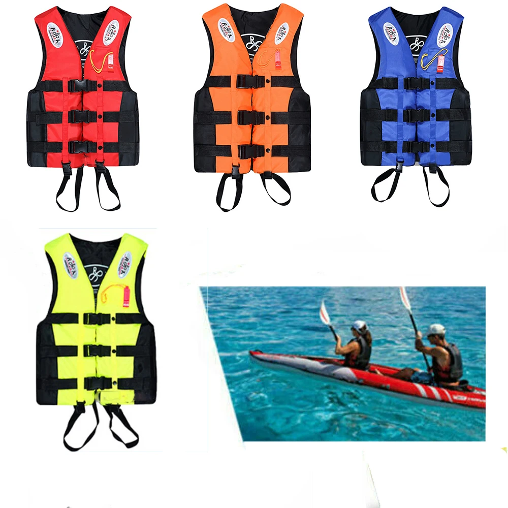 S -XXXL Swimming Boating Life Jacket Skiing Vest Survival Suit Outdoor Polyester Life Jacket for Adult Children with Whistle