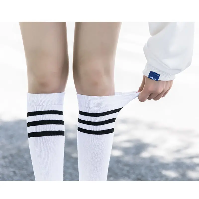 New Sexy Medias Black White Striped Long Socks Women Over Knee Thigh High Over The Knee Stockings Ladies Girls Warm Knee Socks