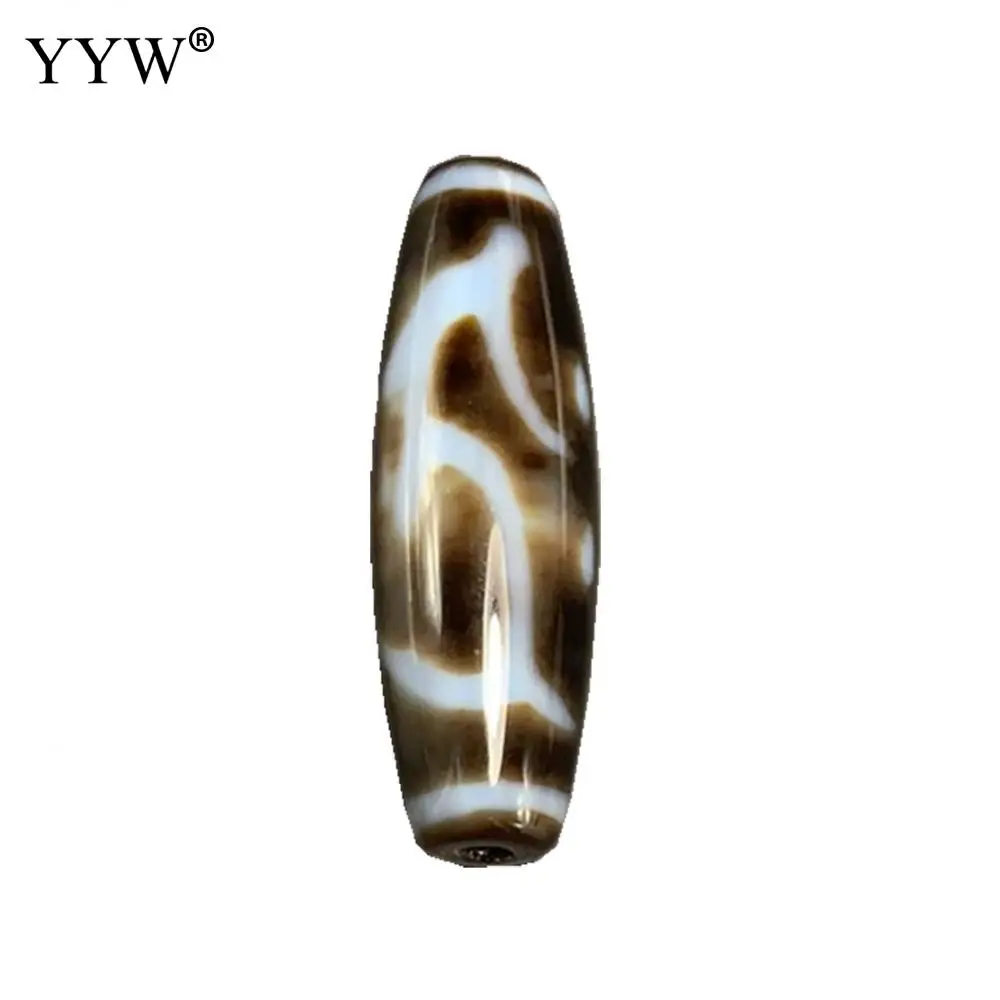 

Natural Tibetan Agates Dzi Beads Famous Brand Oval Bodhisattva Akashagarbha Pattern Two Tone Agated Beads 12x38mm wholesale