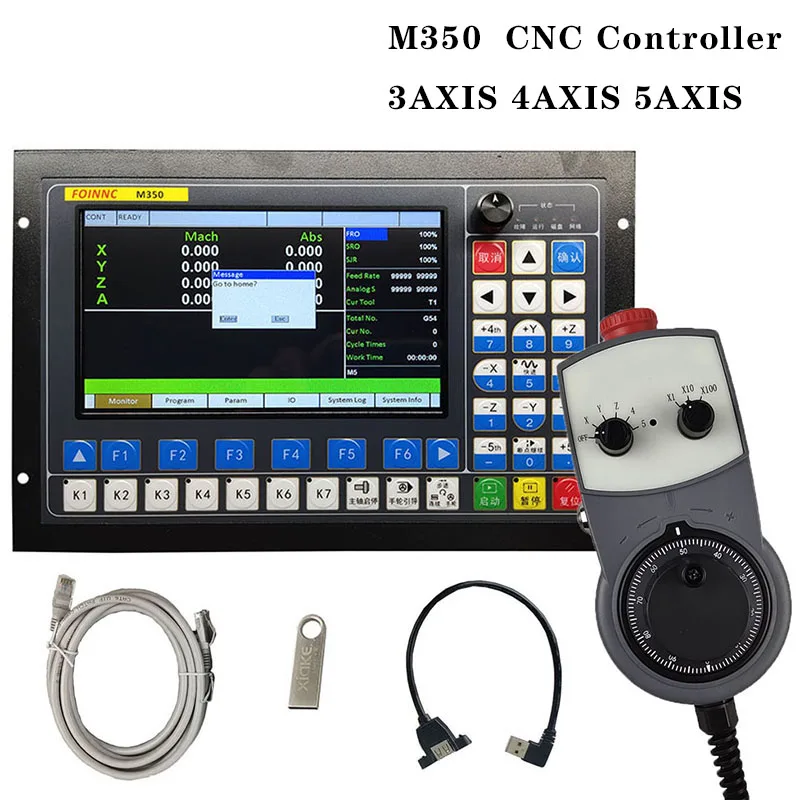 

M350 3axis 4axis 5axis Motion Control System CNC Controller Support Closed Loop Stepper and ATC Controller 1MHz G code U-disk