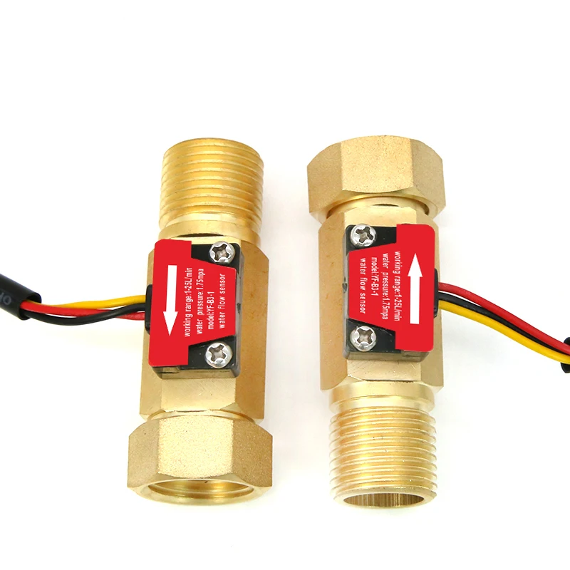 

DN15 NEW Male Female Thread Water Flow Sensor Brass 1.75MPa Hall Sensor Pulse 1/2" Turbine Flowmeter DC5~18V