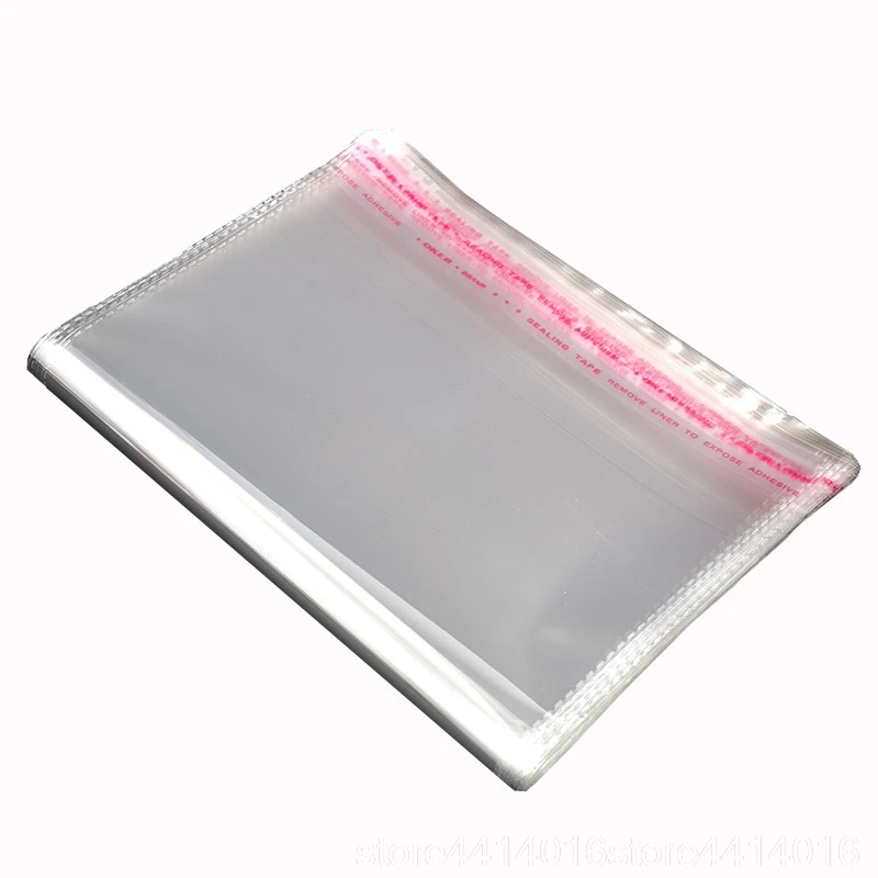 Multi-size transparent self-adhesive sealed plastic packaging bag, resealable cellophane OPP fresh-keeping bag, gift bag