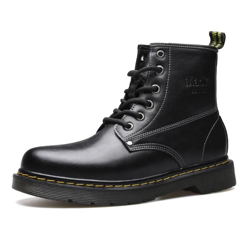 

Martin Boots Men's Leather Plush High Top British Korean Work Boots Warm And Versatile Trendy Shoes Men's Boots Winter Men's