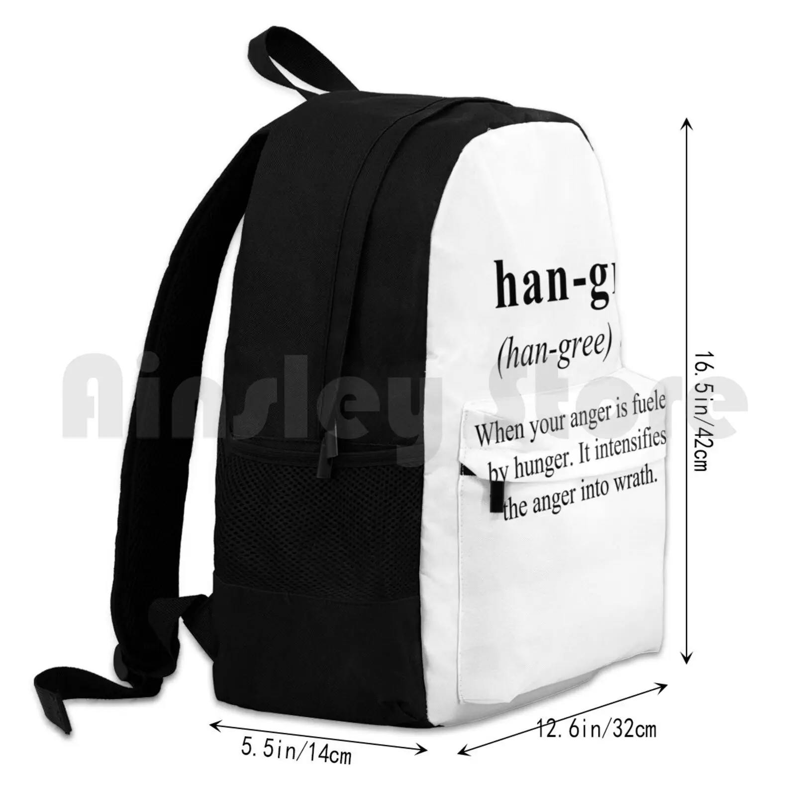 Hangry Definition Outdoor Hiking Backpack Waterproof Camping Travel Eat Foodie Eating Hungry Food Fat Hangry Munchies Funny