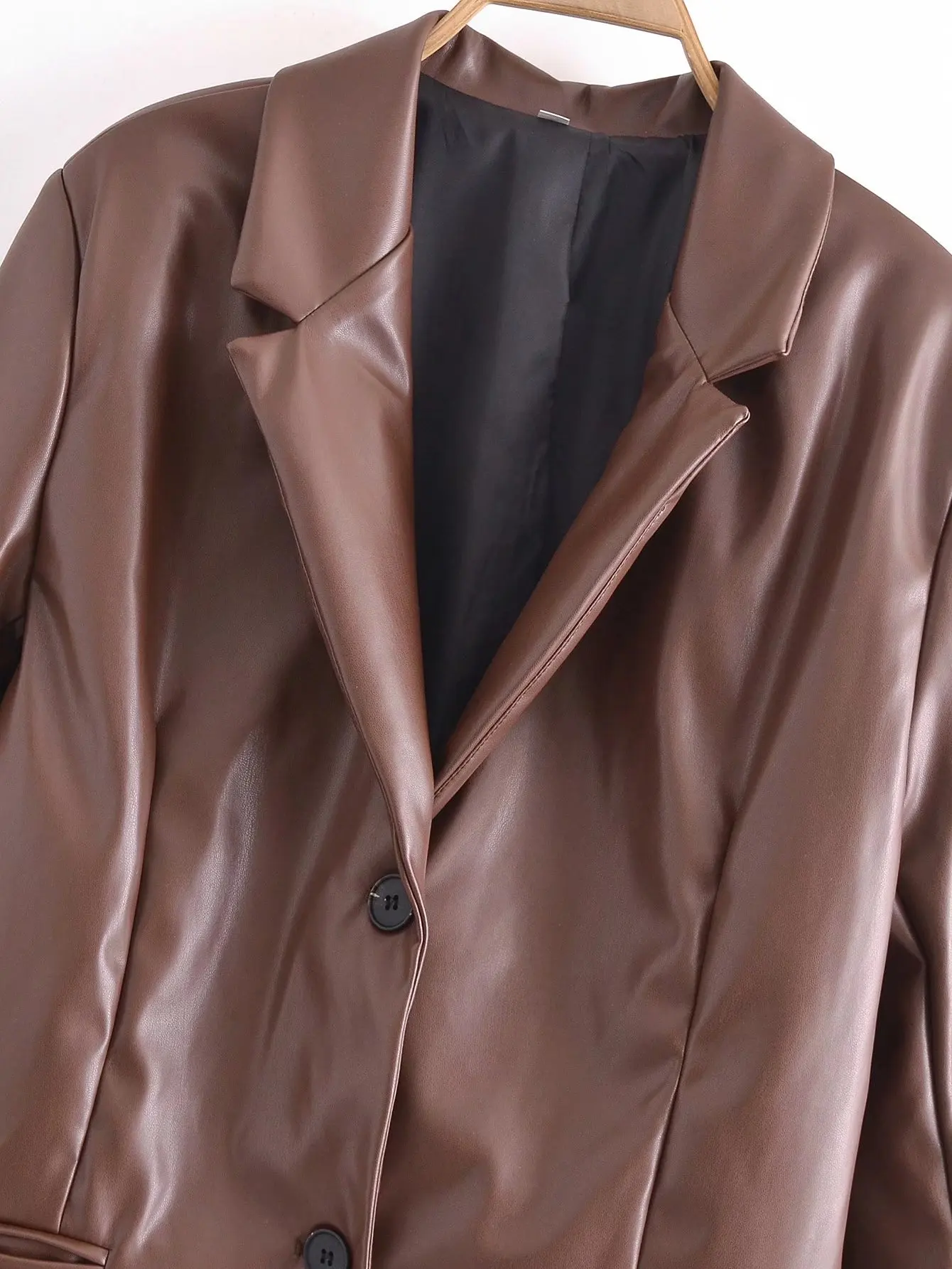 Marque Longue PU Simili Cuir Blazers Femmes Manteau de Veste En Cuir 2022 Nouvelles femmes Vestes Dames Manteaux Femme Costume En Cuir