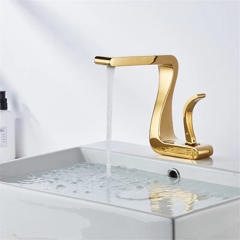 Tuqiu Basin Faucet Gold Bathroom Faucet Mixer Tap Brass Wash basin Faucet Hot and Cold Sink Faucet New Modern