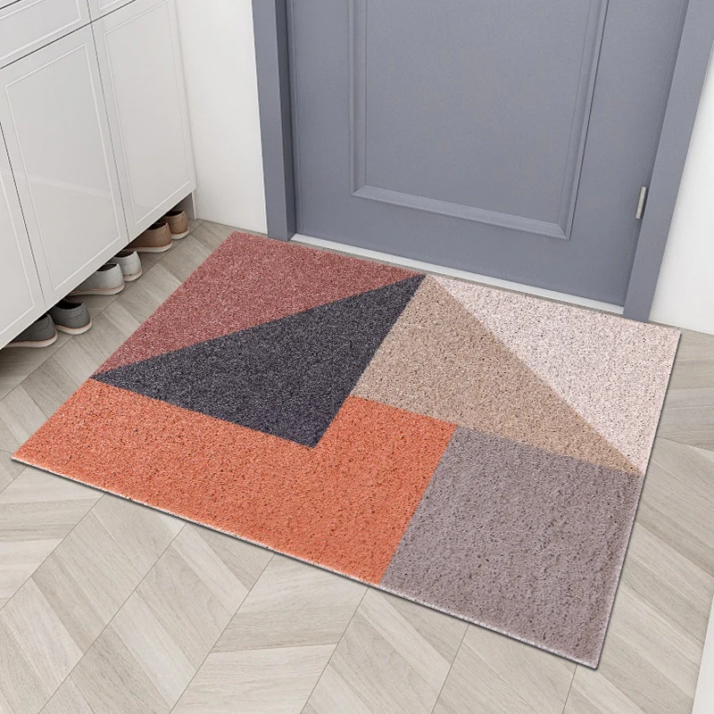 High-grade Geometric Door Mat Carpet PVC Anti-slip Porch Hallway Entrance Door Mats Kitchen Mat Bath Mat Can Be Cut Mats Carpet