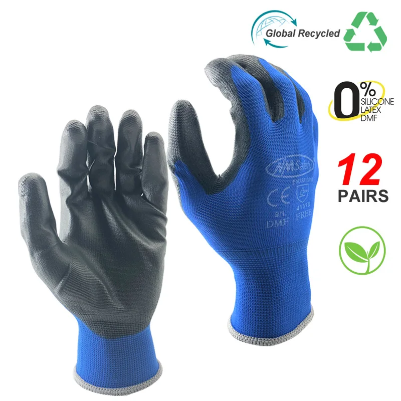 24Pieces/12 Pairs High Quality Safety Garden Mechanic Gloves Women or Men Rubber Security Protective Work Glove