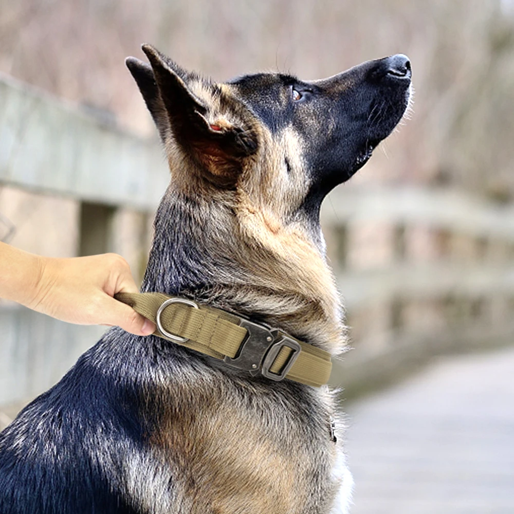 Ikat Leher Anjing Taktis Militer Ikat Leher Bungee Elastis Ikat Leher Hewan Peliharaan Nilon Ikat Leher Traning Anjing Besar untuk Gembala Jerman