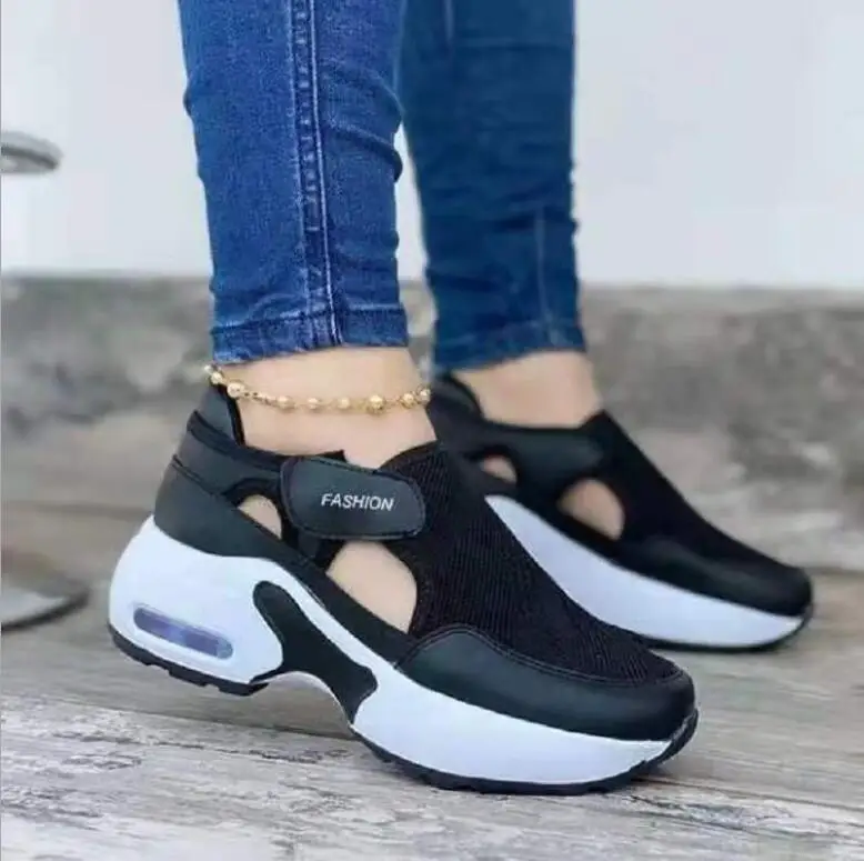 

Spring Autumn Women Vulcanized Sneakers Platform Solid Color Flats Ladies Casual Breathable Wedges Shoes Ladies Walking Sneakers