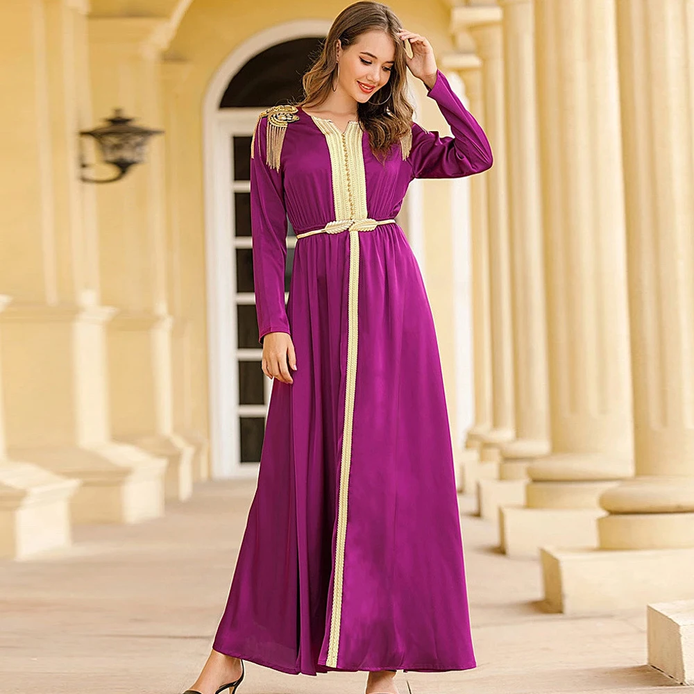 Cheap Clothing Dubai Vacation Outfit Long Sleeve Evening Dress Moroccan Kaftan Muslim Products Women's Dresses On Promotion Sale