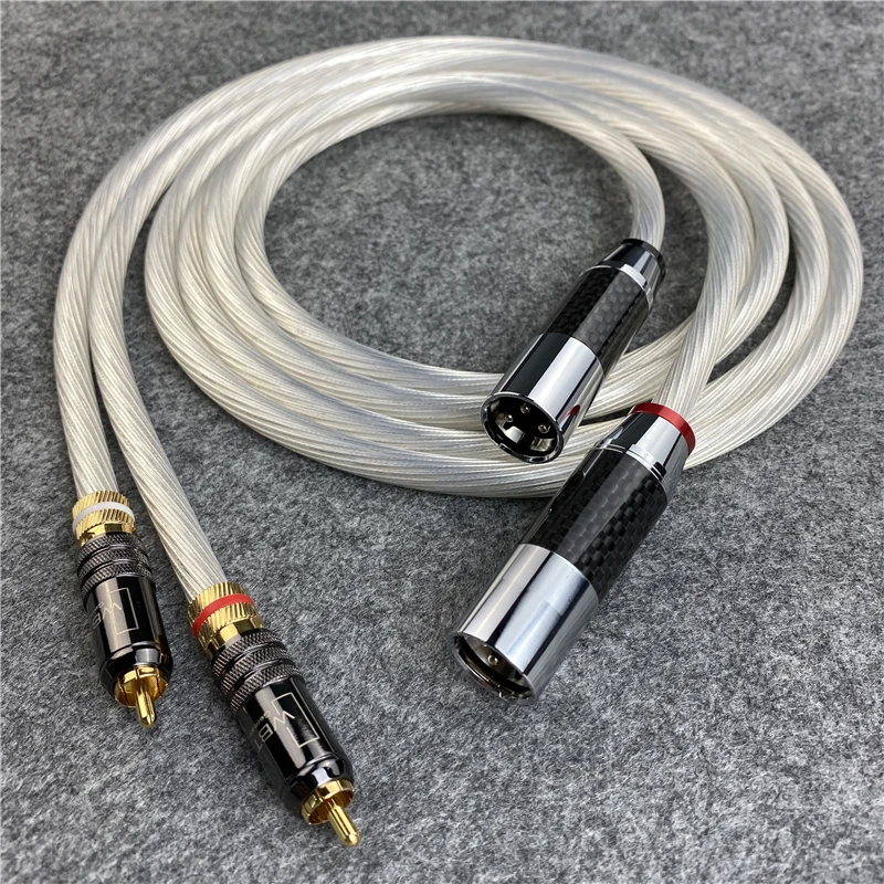 HIFI Audio Line 5N OCC Crystal Silver RCA To XLR Male & Female Cable Carbon Fiber Plug