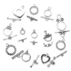 3-40set 2 colors 22 Style Antique Silver alloy Plated  OT Toggle Clasp Metal Fastener Bracelet For Jewelry Making Accessories