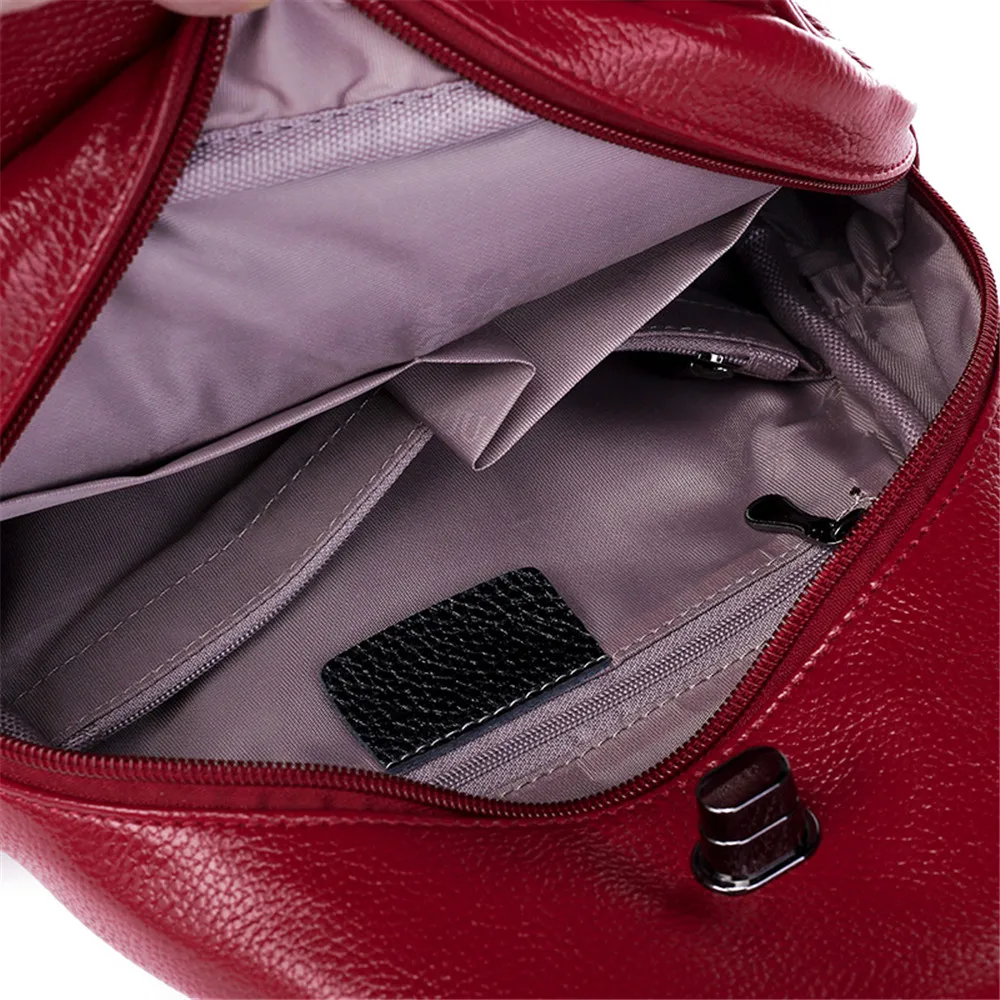 Mochila de cuero de marca famosa para mujer, bolso de hombro femenino de diseñador de lujo, bolso de viaje Simple de alta calidad, bolsos de pecho a la moda