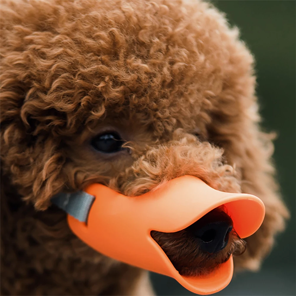 Outdoor Dog Muzzle Anti-Biting Chewing Collar Mouth Cover Teddy Silicone Duck Stop Barking for Small Medium Dogs Accessories