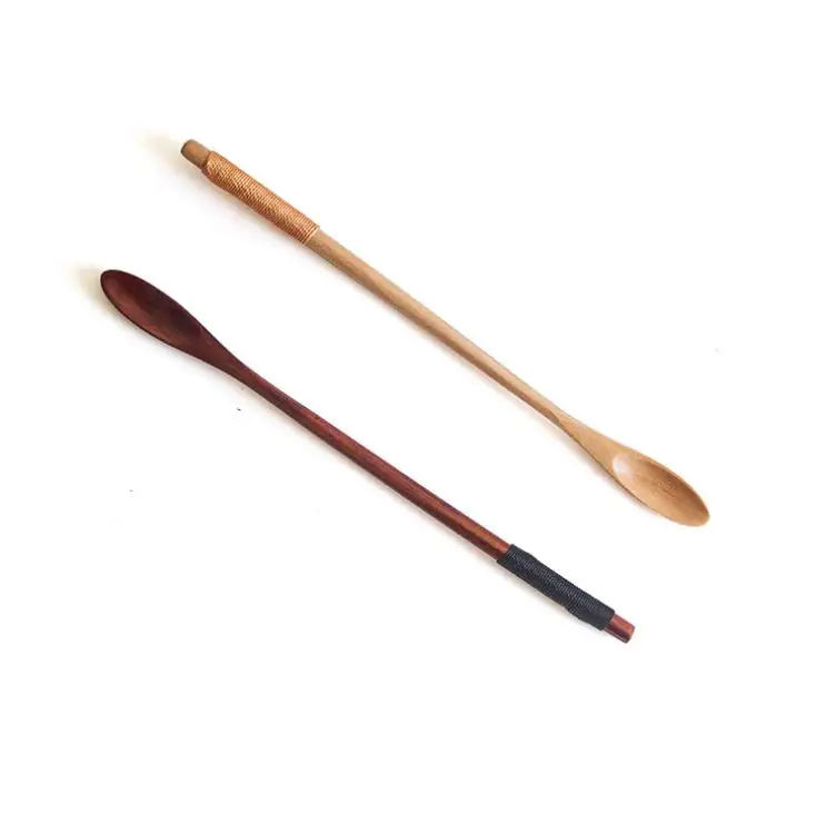 300pcs/lot wooden spoons Natural Long Handle Stirring Wood Spoons for Drink Dessert Honey Coffee 20cmx1.3cm SN3397