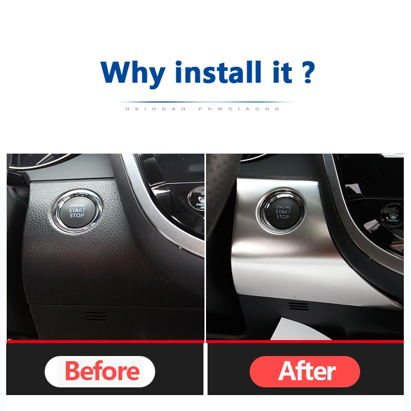 Car One Button Start Engine Cover Trim Frame for Toyota Camry 2018 2019 2020 2021 70 V70 Xv70 Trd Accessories Auto