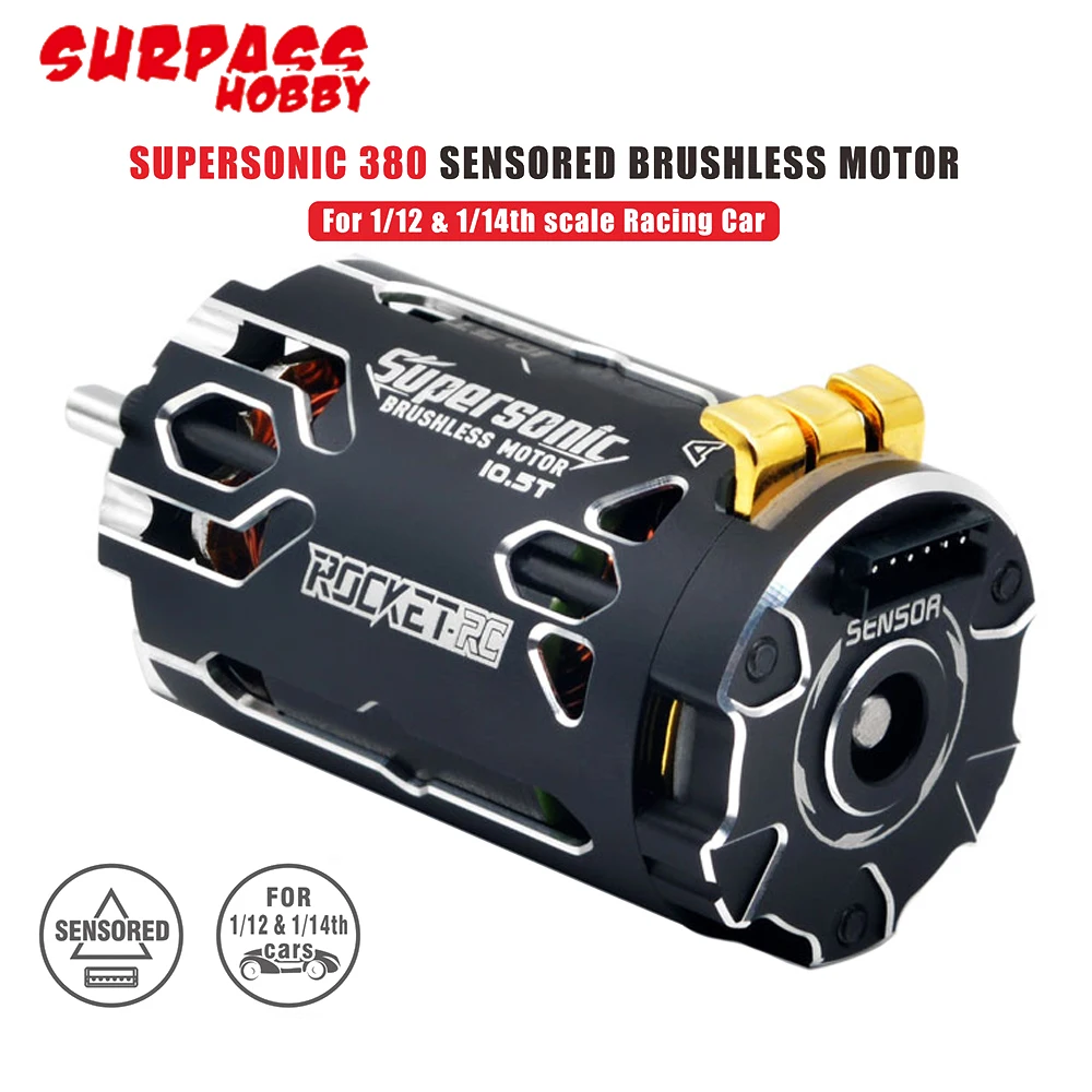 Surpass Hobby ROCKET-RC Supersonic 380 KV2500/KV3300/KV4000/KV5000 2-3S Sensored Brushless Motor For 1/12 1/14 Scale RC Car