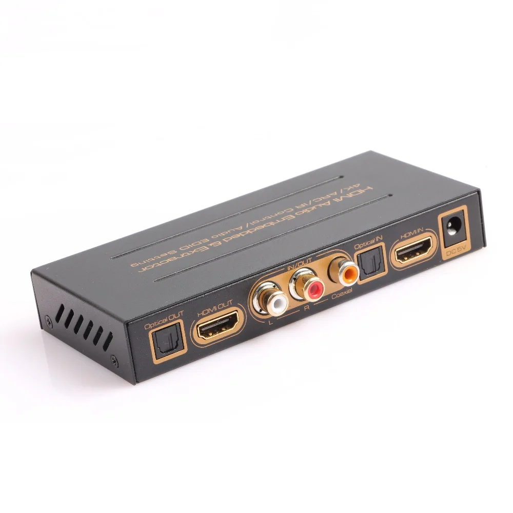 Extrator de áudio analógico compatível com HDMI, conversor incorporado conjunto EDID, controle 4K ARC IR, SPDIF coaxial, Digital5.1