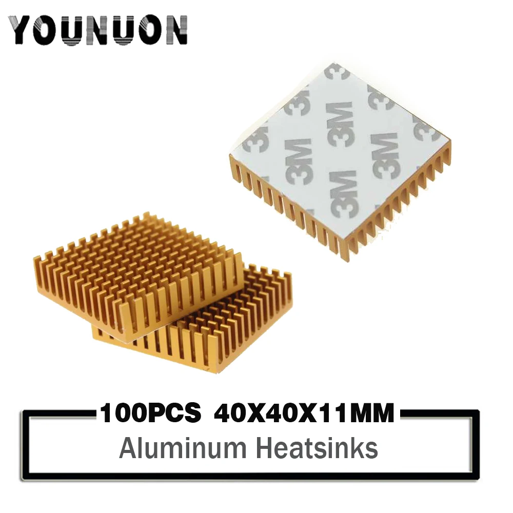 100PCS Aluminum Heatsink Cooling 40x40x11mm for LED Power Memory Chip IC Transistor