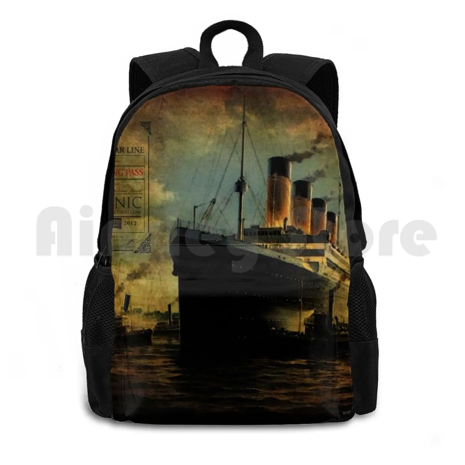 Vintage Titanic Ship Outdoor Hiking Backpack Riding Climbing Sports Bag Titanic Vintage Ship Boarding Pass Ships Harbor Titanic