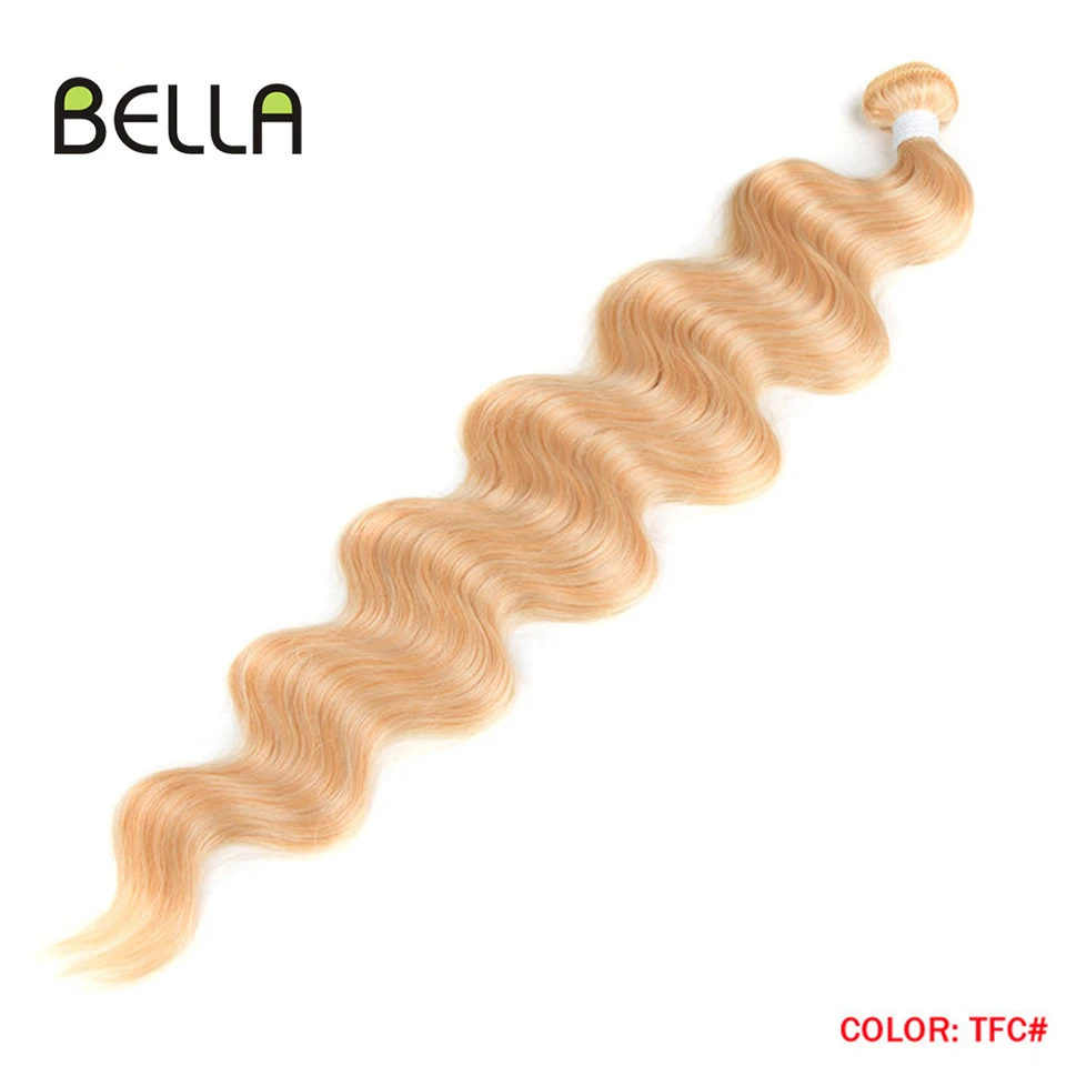 Bella synthetisches Haar Körper welle Haar bündel 26 Zoll 100g Omber Blondine weben Hoch temperatur faser Körper Pferdes chwanz Haar verlängerungen