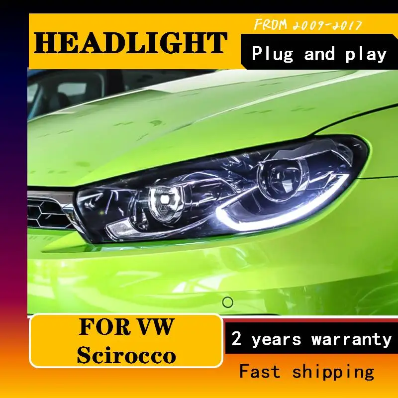 

Автостайлинг для VW Scirocco1.4T светодиодный ные фары 2009-2017 для Scirocco DRL H7 Hid Q5 Биксеноновые линзы angel Eye аксессуары для ближнего света