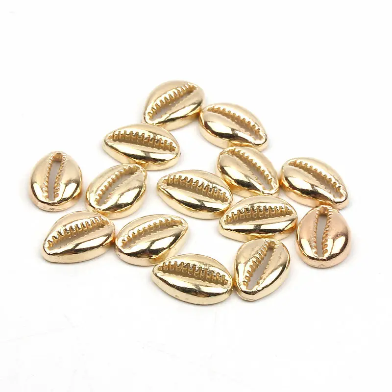 50pcs Plastic Golden Rhodium Sea Shells Coquillage Beach Decor Diy Home Decoration Marine Style Jewelry Embellishment