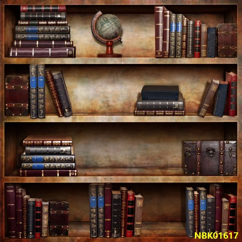 Laeacco Old Wood Bookshelf Book For Library Study Child Portrait Photo Background Photography Backdrop Photocall Photo Studio