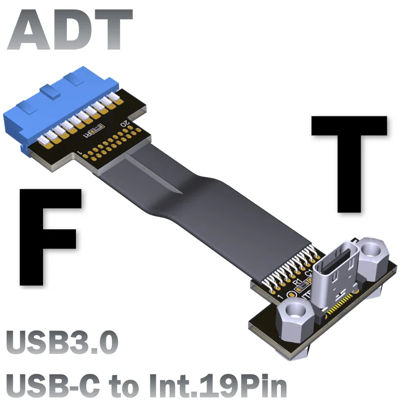 ITX Motherboard Built-In USB3.0 Extension Cable USB3.0 USB-C To Internal 19/20Pin Data Cable A4 Chassis USB Type C Riser Adapter