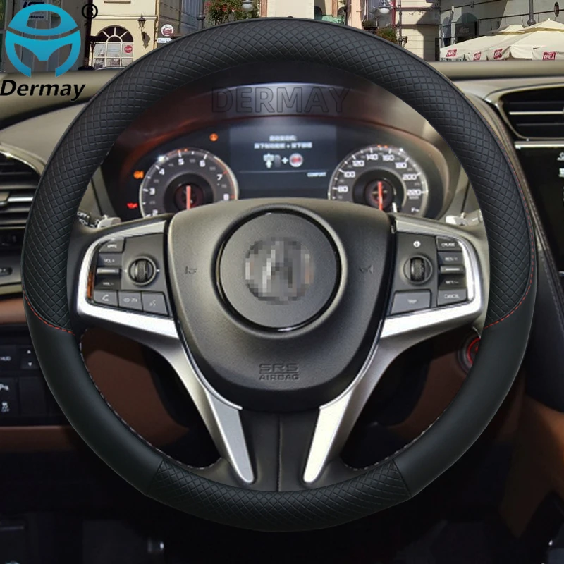 100% DERMAY Brand Leather Car Steering Wheel Cover Anti-slip for Acura TL TSX MDX RSX Type S TLX ILX ZDX CL Auto Accessories